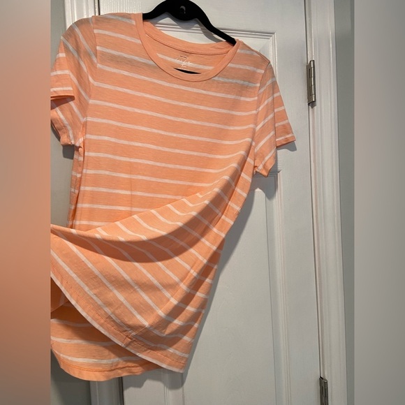 NWOT J. Crew Size L Coral Stripe Slub Tee Shirt Crew Neck Short Sleeve L - Picture 3 of 11